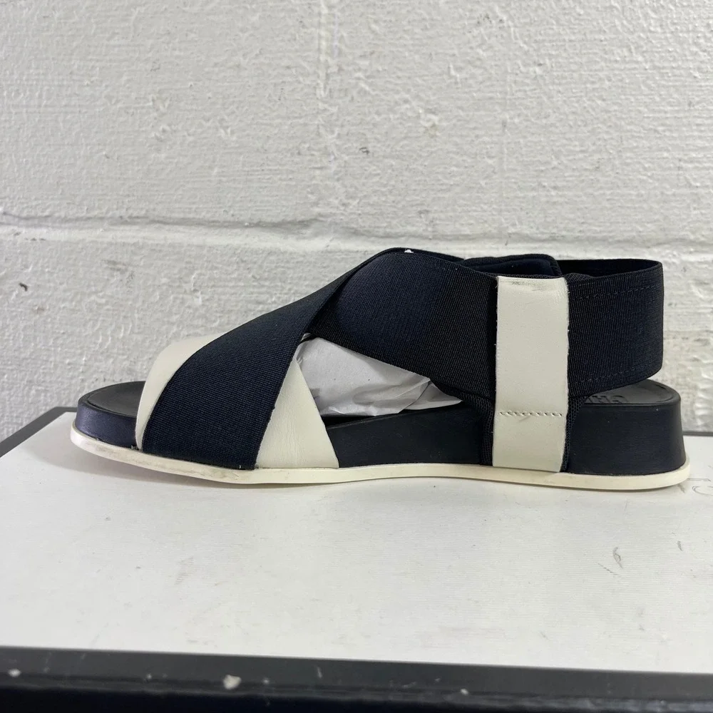 Camper‎ Atonik Sandal Black White Leather Criss Cross Women's Size 36 EU/6 US